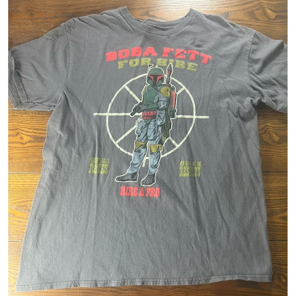 Boba Fett For Hire Star Wars Men's Gray Graphic T-Shirt Size XL